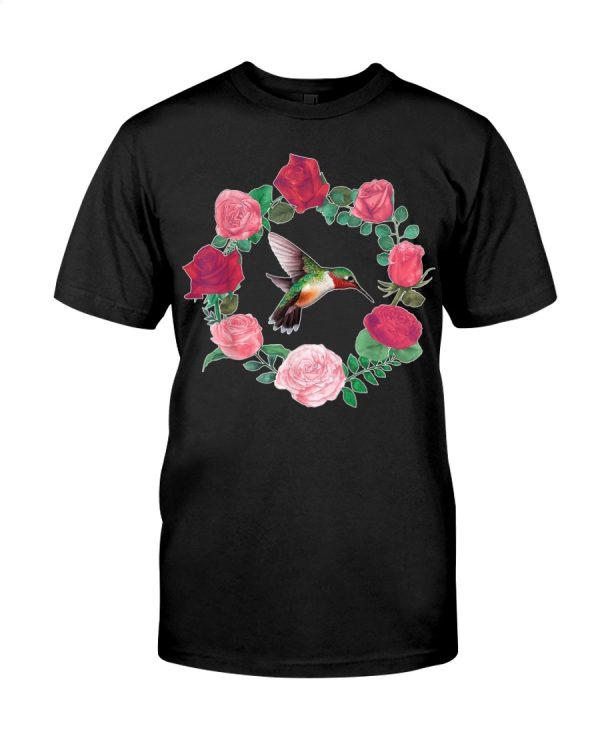 Hummingbird Women Roses Girls T-Shirt